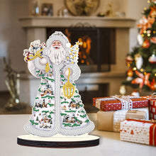 Load image into Gallery viewer, Wooden Desktop Diamond Painting Ornament Diamond Table Decor (Santa #3)