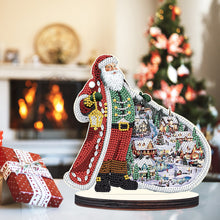 Load image into Gallery viewer, Wooden Desktop Diamond Painting Ornament Diamond Table Decor (Santa #5)