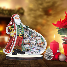 Load image into Gallery viewer, Wooden Desktop Diamond Painting Ornament Diamond Table Decor (Santa #5)