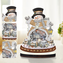 Load image into Gallery viewer, 2PCS Wooden Xmas Snowman Desktop Diamond Painting Ornament (#1)