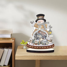 Load image into Gallery viewer, 2PCS Wooden Xmas Snowman Desktop Diamond Painting Ornament (#1)