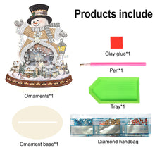 Load image into Gallery viewer, 2PCS Wooden Xmas Snowman Desktop Diamond Painting Ornament (#1)