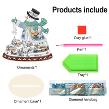 Load image into Gallery viewer, 2PCS Wooden Xmas Snowman Desktop Diamond Painting Ornament (#2)