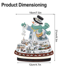 Load image into Gallery viewer, 2PCS Wooden Xmas Snowman Desktop Diamond Painting Ornament (#2)