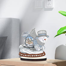 Load image into Gallery viewer, 2PCS Wooden Xmas Snowman Desktop Diamond Painting Ornament (#3)