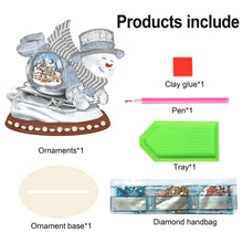 Load image into Gallery viewer, 2PCS Wooden Xmas Snowman Desktop Diamond Painting Ornament (#3)