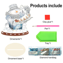 Load image into Gallery viewer, 2PCS Wooden Xmas Snowman Desktop Diamond Painting Ornament (#4)