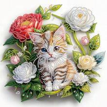 Load image into Gallery viewer, Diamond Painting - Partial Special Shaped - Simple flowers and cats (40*40CM)