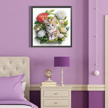 Load image into Gallery viewer, Diamond Painting - Partial Special Shaped - Simple flowers and cats (40*40CM)