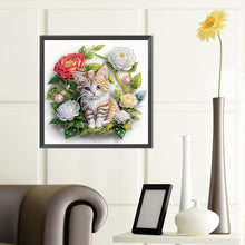 Load image into Gallery viewer, Diamond Painting - Partial Special Shaped - Simple flowers and cats (40*40CM)