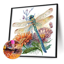 Load image into Gallery viewer, Diamond Painting - Partial Special Shaped - Simple dragonfly and flowers (40*40CM)