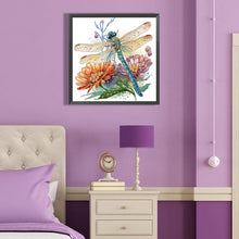 Load image into Gallery viewer, Diamond Painting - Partial Special Shaped - Simple dragonfly and flowers (40*40CM)