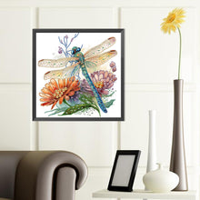 Load image into Gallery viewer, Diamond Painting - Partial Special Shaped - Simple dragonfly and flowers (40*40CM)