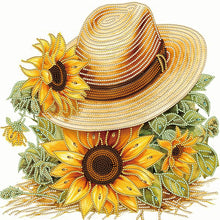 Load image into Gallery viewer, Diamond Painting - Partial Special Shaped - simple hat sunflower (40*40CM)