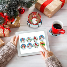 Load image into Gallery viewer, 8PCS Diamond Painting Art Coaster Kit with Holder (Christmas Gnome)