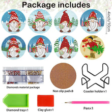 Load image into Gallery viewer, 8PCS Diamond Painting Art Coaster Kit with Holder (Christmas Gnome)