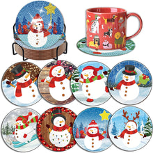 Load image into Gallery viewer, 8PCS Diamond Painting Art Coaster Kit with Holder (Christmas Snowman)