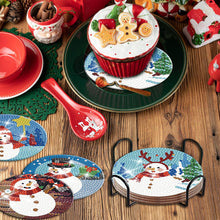 Load image into Gallery viewer, 8PCS Diamond Painting Art Coaster Kit with Holder (Christmas Snowman)