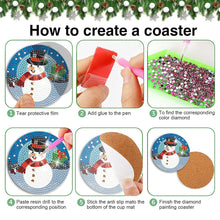 Load image into Gallery viewer, 8PCS Diamond Painting Art Coaster Kit with Holder (Christmas Snowman)