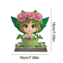 Load image into Gallery viewer, Wooden Crystal Painting Desktop Kit Diamond Art Table Decor (Flower Plate Girl)