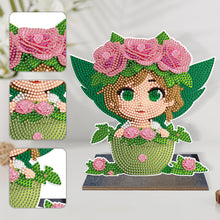 Load image into Gallery viewer, Wooden Crystal Painting Desktop Kit Diamond Art Table Decor (Flower Plate Girl)