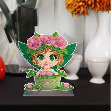 Load image into Gallery viewer, Wooden Crystal Painting Desktop Kit Diamond Art Table Decor (Flower Plate Girl)