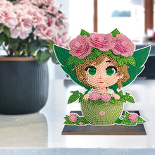 Load image into Gallery viewer, Wooden Crystal Painting Desktop Kit Diamond Art Table Decor (Flower Plate Girl)