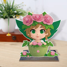 Load image into Gallery viewer, Wooden Crystal Painting Desktop Kit Diamond Art Table Decor (Flower Plate Girl)