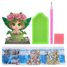 Load image into Gallery viewer, Wooden Crystal Painting Desktop Kit Diamond Art Table Decor (Flower Plate Girl)