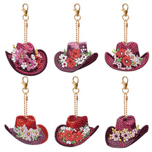 Load image into Gallery viewer, 6PCS Double Sided Special Shape Diamond Painting Keychain (Vintage Cowboy Hat)