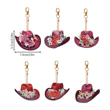 Load image into Gallery viewer, 6PCS Double Sided Special Shape Diamond Painting Keychain (Vintage Cowboy Hat)