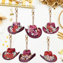 Load image into Gallery viewer, 6PCS Double Sided Special Shape Diamond Painting Keychain (Vintage Cowboy Hat)