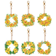 Load image into Gallery viewer, 6PCS Double Sided Special Shape Diamond Painting Keychain (Yellow Garland)