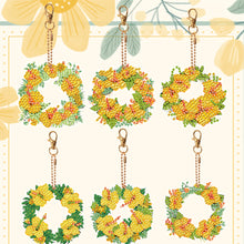 Load image into Gallery viewer, 6PCS Double Sided Special Shape Diamond Painting Keychain (Yellow Garland)