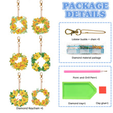 Load image into Gallery viewer, 6PCS Double Sided Special Shape Diamond Painting Keychain (Yellow Garland)