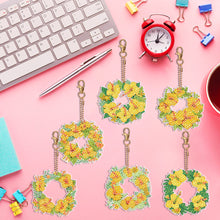 Load image into Gallery viewer, 6PCS Double Sided Special Shape Diamond Painting Keychain (Yellow Garland)