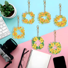 Load image into Gallery viewer, 6PCS Double Sided Special Shape Diamond Painting Keychain (Yellow Garland)