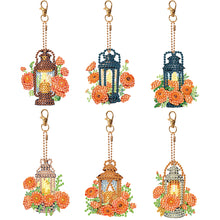 Load image into Gallery viewer, 6PCS Double Sided Special Shape Diamond Painting Keychain (Flower Night Light)