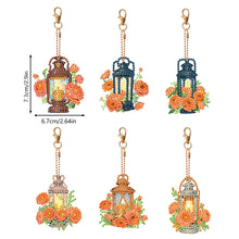 Load image into Gallery viewer, 6PCS Double Sided Special Shape Diamond Painting Keychain (Flower Night Light)