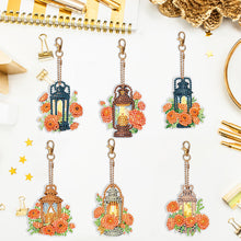 Load image into Gallery viewer, 6PCS Double Sided Special Shape Diamond Painting Keychain (Flower Night Light)