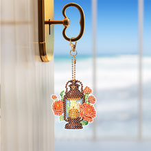 Load image into Gallery viewer, 6PCS Double Sided Special Shape Diamond Painting Keychain (Flower Night Light)