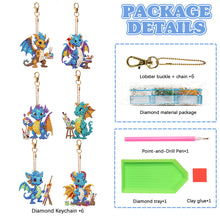 Load image into Gallery viewer, 6PCS Double Sided Special Shape Diamond Painting Keychain (Dragons of Painting)
