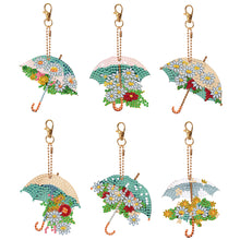 Load image into Gallery viewer, 6PCS Double Sided Special Shape Diamond Painting Keychain (Delicate Umbrella)