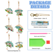 Load image into Gallery viewer, 6PCS Double Sided Special Shape Diamond Painting Keychain (Delicate Umbrella)