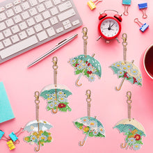 Load image into Gallery viewer, 6PCS Double Sided Special Shape Diamond Painting Keychain (Delicate Umbrella)