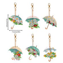 Load image into Gallery viewer, 6PCS Double Sided Special Shape Diamond Painting Keychain (Delicate Umbrella)