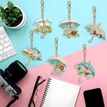 Load image into Gallery viewer, 6PCS Double Sided Special Shape Diamond Painting Keychain (Delicate Umbrella)