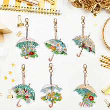 Load image into Gallery viewer, 6PCS Double Sided Special Shape Diamond Painting Keychain (Delicate Umbrella)