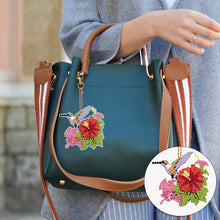 Load image into Gallery viewer, 6PCS Double Sided Special Shape Diamond Painting Keychain (Hummingbird Flower)