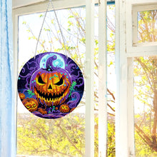 Load image into Gallery viewer, Suncatcher Double Sided Diamond Painting Hanging Sign (Pumpkin Monster)